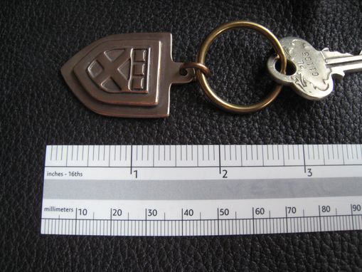 Custom Made Solid Bronze Monogrammed Keychain Fob With Solid Brass Key Ring Approx 1 1/18" (2.4 Cm.) In Diameter