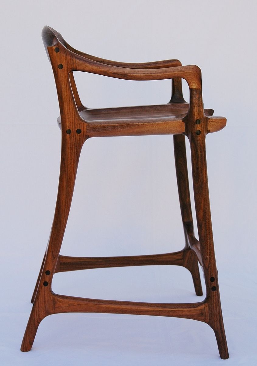 Handmade Walnut Bar Stool by Ed Rizzardi, Woodworker