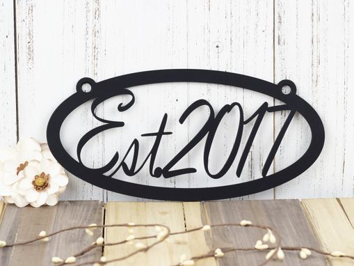 Custom Made Family Name Established Year Metal Oval Signs - Matte Black Shown