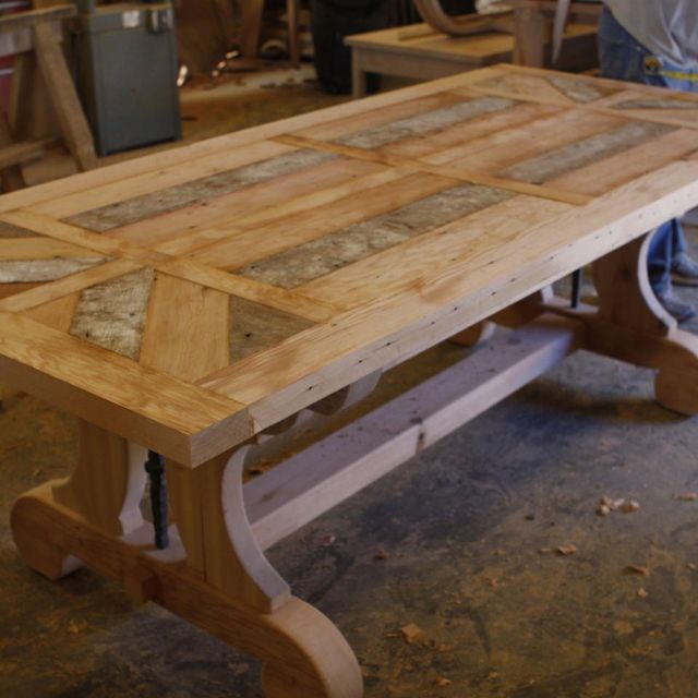 Hand Crafted Custom Trestle Dining Table With Leaf Extensions Built Hand Crafted Custom Trestle Dining Table With Leaf Extensions Built In Reclaimed Wood By Mortise Tenon Furniture Custommade Com
