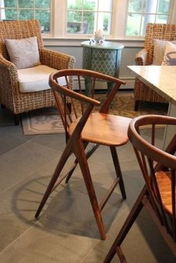 Custom Made Danish Modern-Inspired Walnut Counter-Height Bent Back Chairs