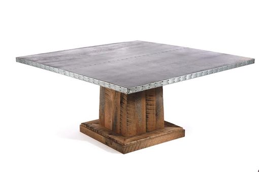 Custom Made Zinc Table  Zinc Dining Table - Santa Fe Square Zinc Table- Nutmeg Finish