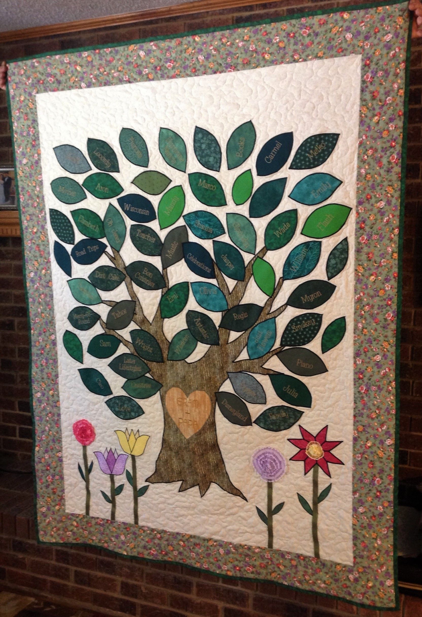 Handmade Custom Family Tree Heritage Heirloom Appliqued And Embroidered ...