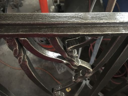 Custom Made Staircase Railing. Blacksmith Forged Metal Outdoor Railing.