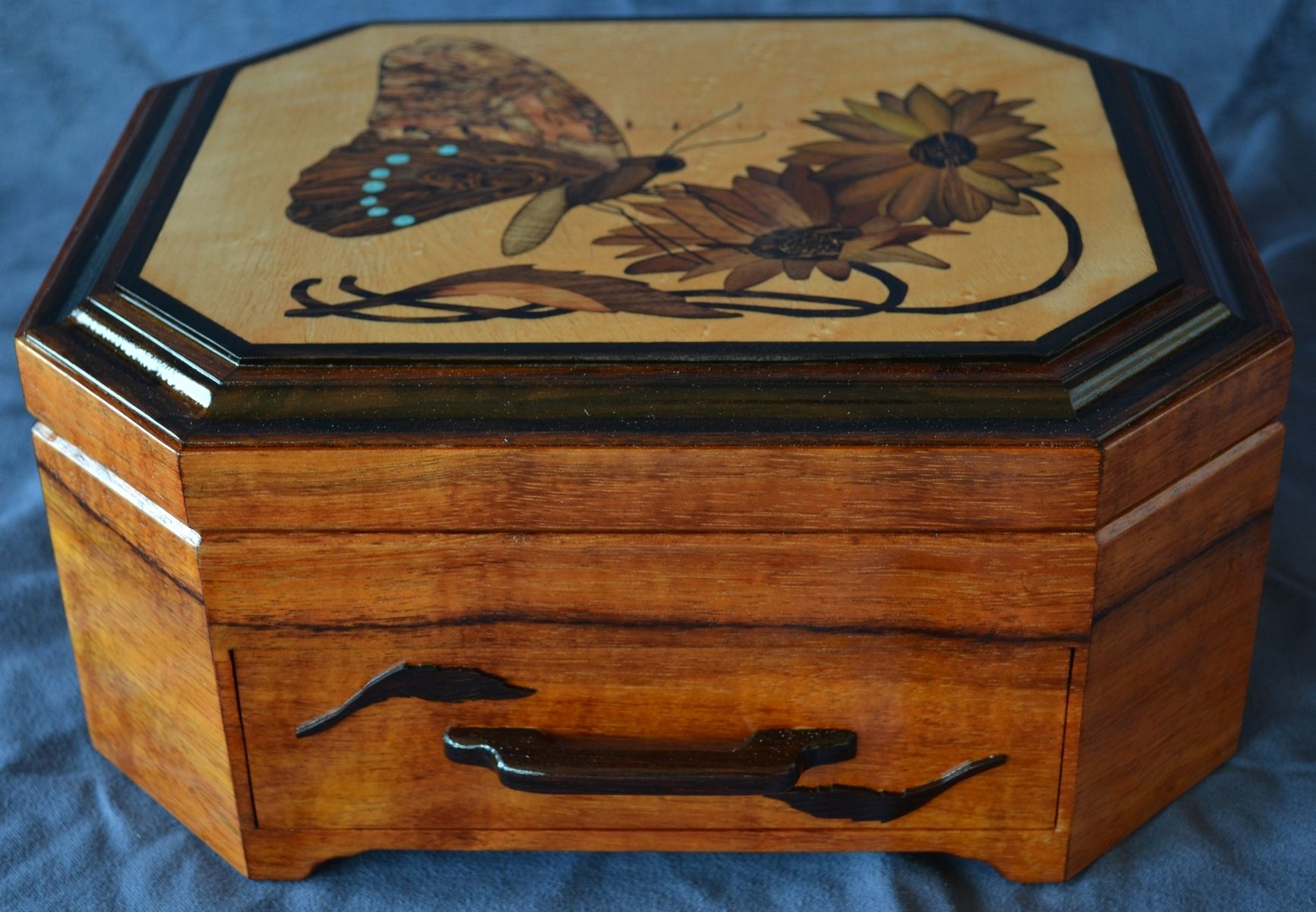 Hand Crafted Jewelry/Keepsake Box With Butterfly Marquetry Inlay by Dennis Chenoweth