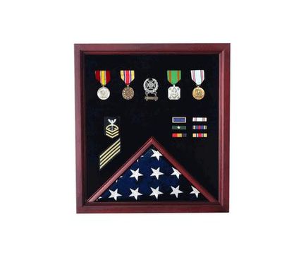 Custom Made Retirement Flag And Badge Display Case