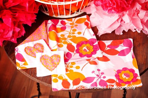 Custom Made Soft Flannel Placemats And Table Napkins "Orange Sherbet''