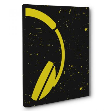 Custom Made Yellow Headphone Canvas Wall Art