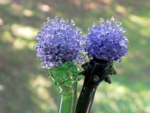 Custom Made Glass Thistle Purple. Glass Long Stem Flowers, Outlander Scottish Irish Lampwork Flower