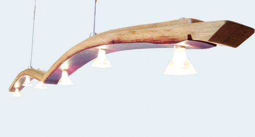 Custom Made Seagull, Recycled Wine Barrel Stave Long Pendant Light, Kitchen Island Light