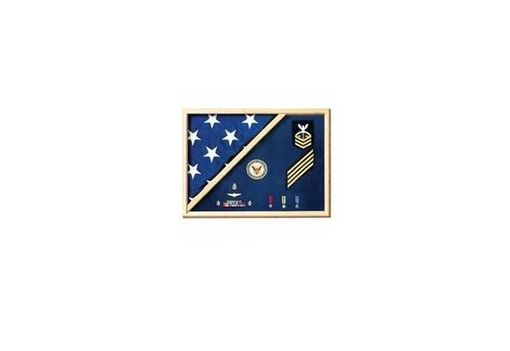 Custom Made Navy Flag Display Case - Navy Flag And Medal Display Case