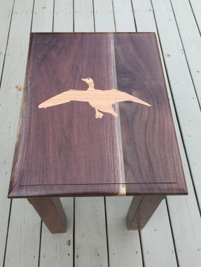 Custom Made Custom End Table- Walnut With Oak Waterfowl Inlay And Accents