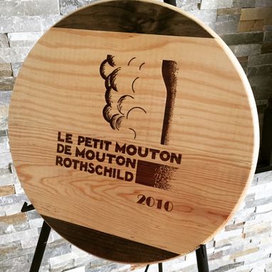 Custom Made Artisan Lazy Susan Wine Panel Le Petit D Mouton Rot. Handcraft 17' W/B Handmade