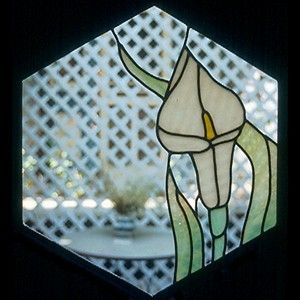 Custom Made Calla Lily Hexagonal Stained Glass Window