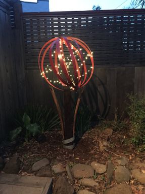 Custom Made Wine Barrel Yard Sculpture Or Yard Art With Lights
