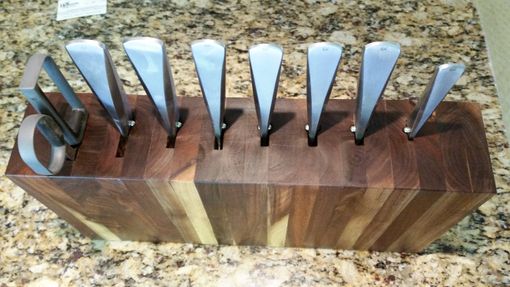 Custom Made Custom Made Walnut Vertical Hand Crafted Chef's Knife Block