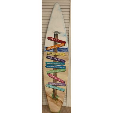Custom Made Wood Surf Surfboard Tiki Travel Destination Sign Personalized