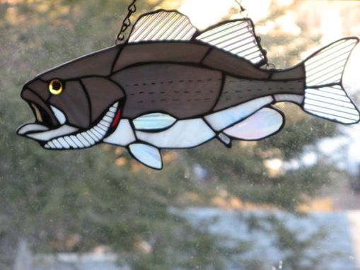 Custom Made Striped Large Mouth Bass Stained Glass Art