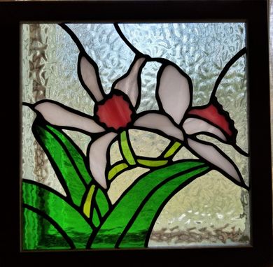 Custom Made Orchids Stained Glass Window