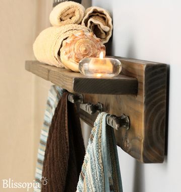 Custom Made Bath Shelf With Boat Cleat Towel Hooks