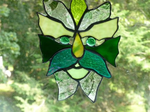 Custom Made Medieval Green Man Stained Glass Light Catcher