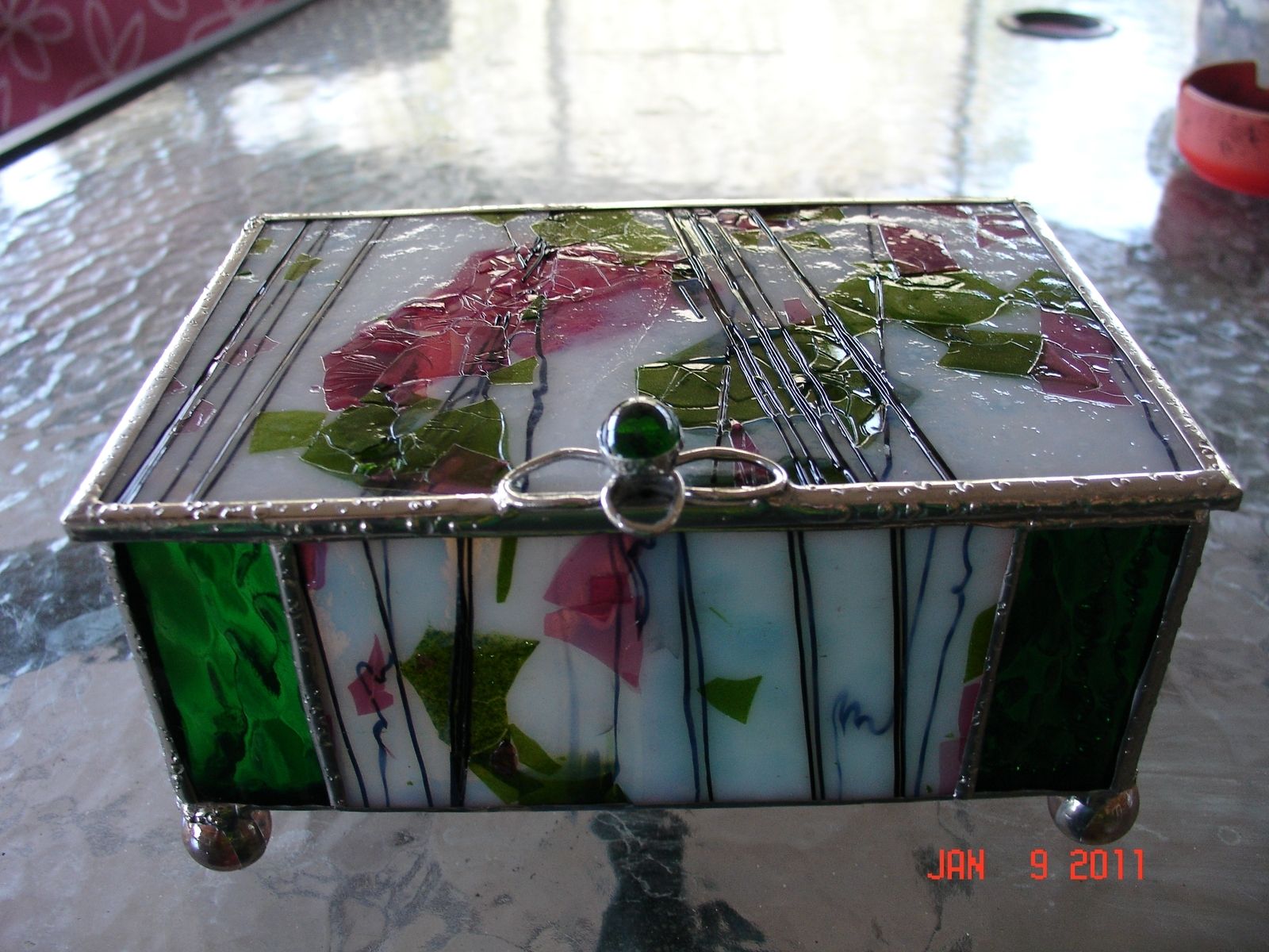 Hand Crafted Stained Glass Jewelry Box With Dividers by Artistic