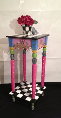 Custom Made Incredible 12 X 12 Hand Painted Accent Side Table - Plaid - Stripes - Polka Dots - Toile - Checks