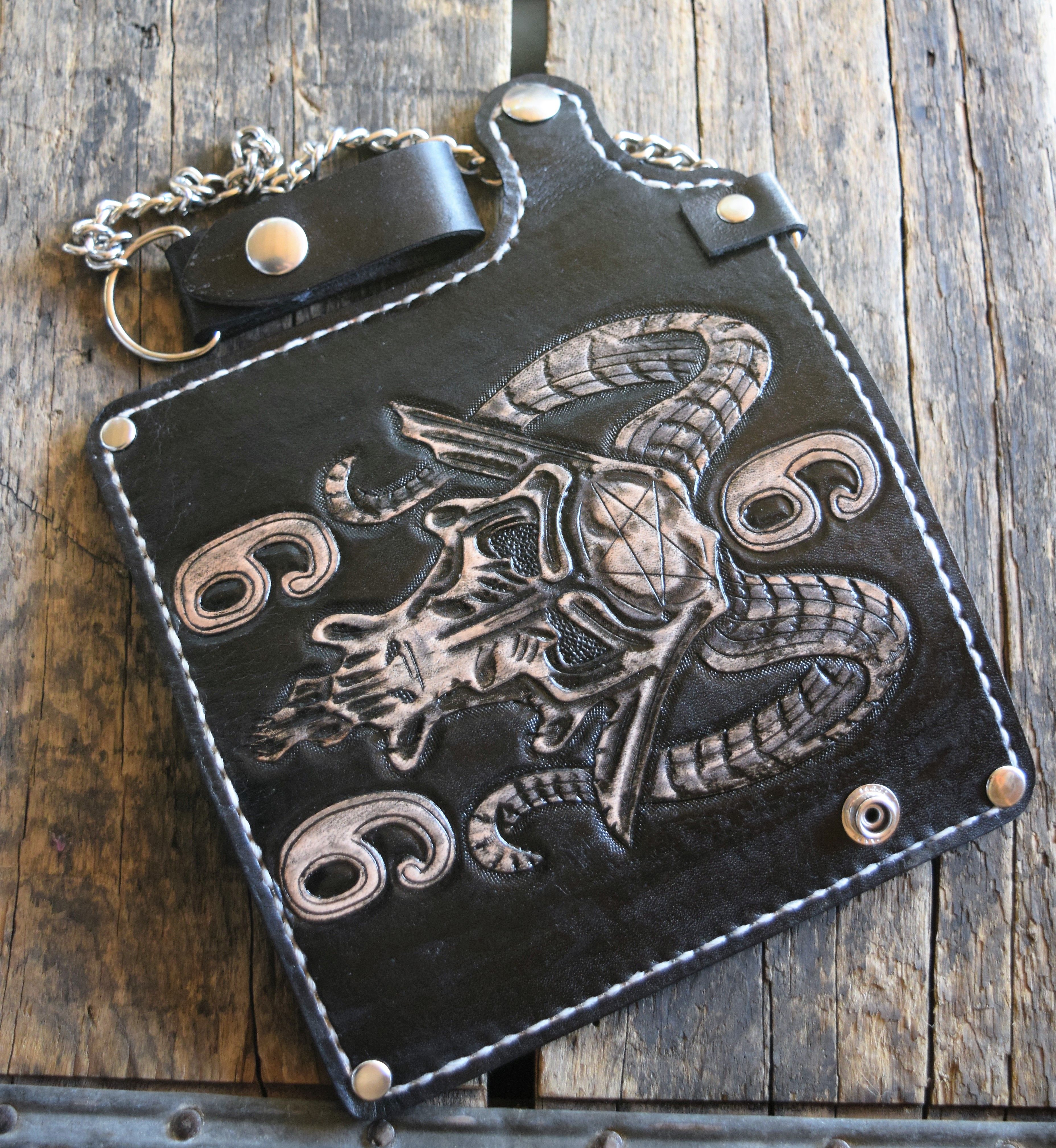 Buy a Hand Made Chain Wallet 666 (Biker Wallet, Goat Head Wallet