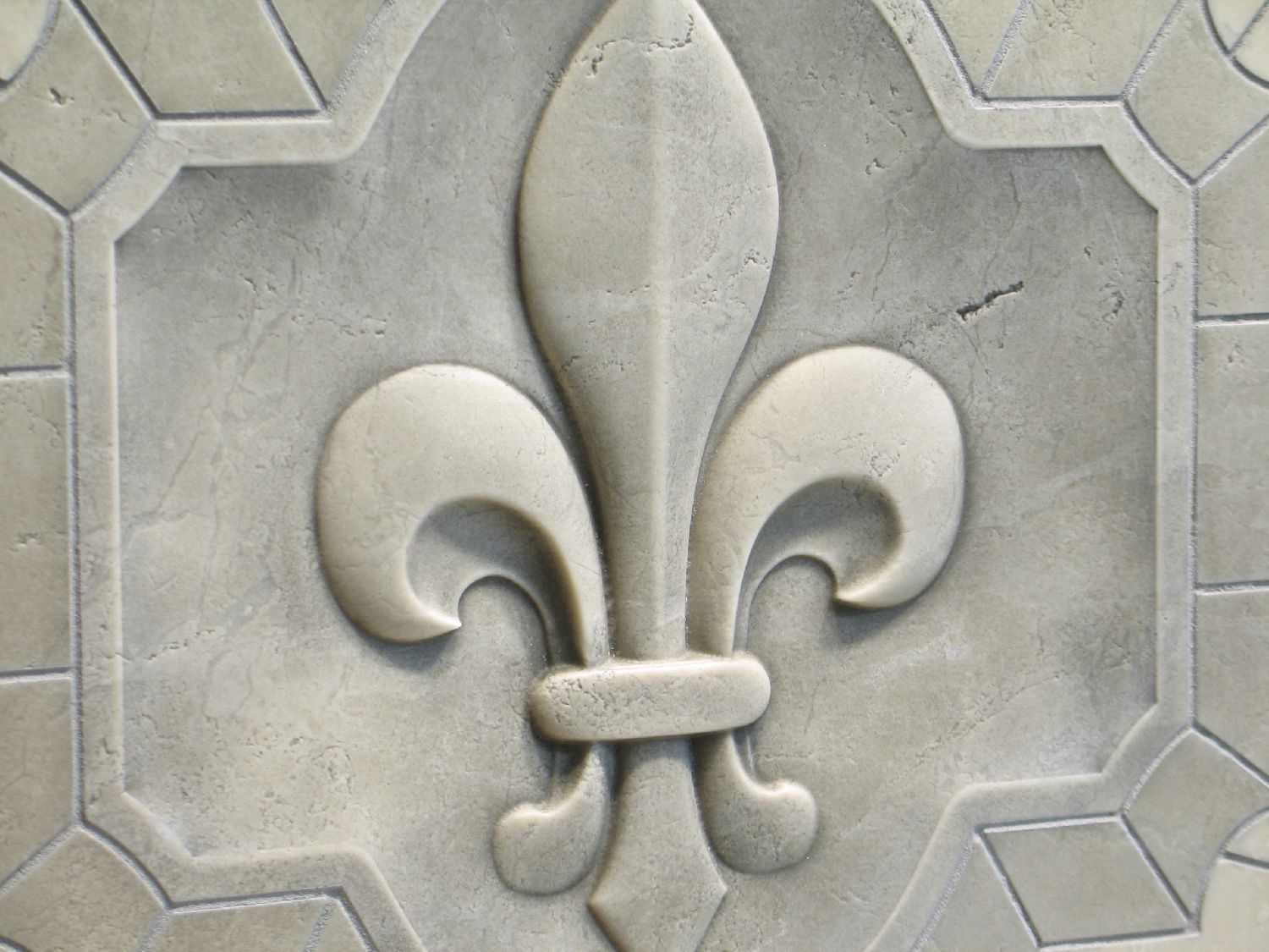 Hand Crafted Classic Fleur De Lis Relief Carved Marble Tile by Artisan ...