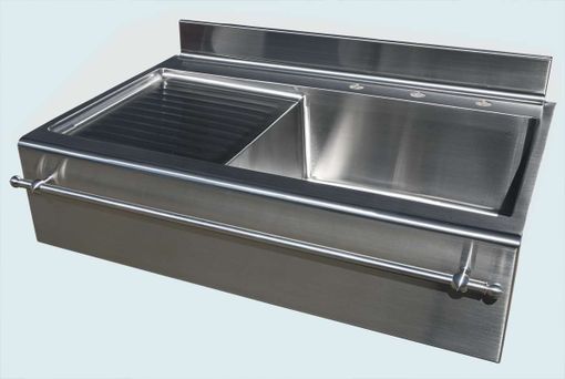 Custom Made Stainless Sink With Drainboard & Towel Bar