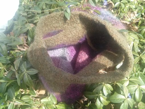 Custom Made Violets In The Glen Handmade Knitted And Felted Interlock Design Bag