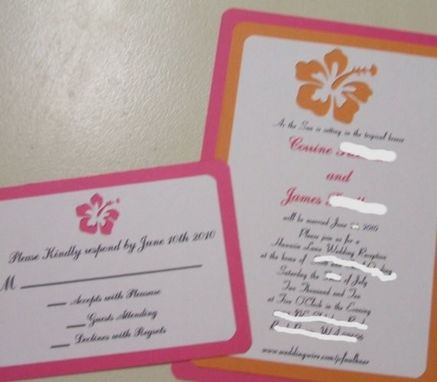 Custom Made Custom Die Cut Wedding Invitation Suite Qty Of 100 Hibiscus Flower Diecut Matted Invite