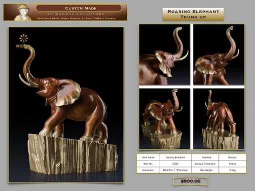 Custom Made Roaring Elephant (Trunk Up)