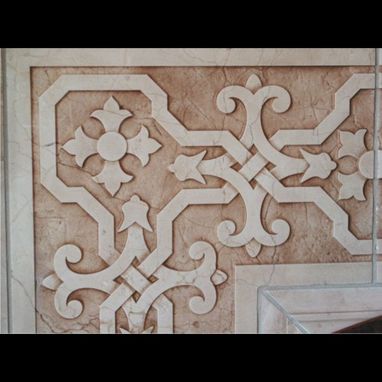 Custom Made Carved Marble Tile Fireplace Surround