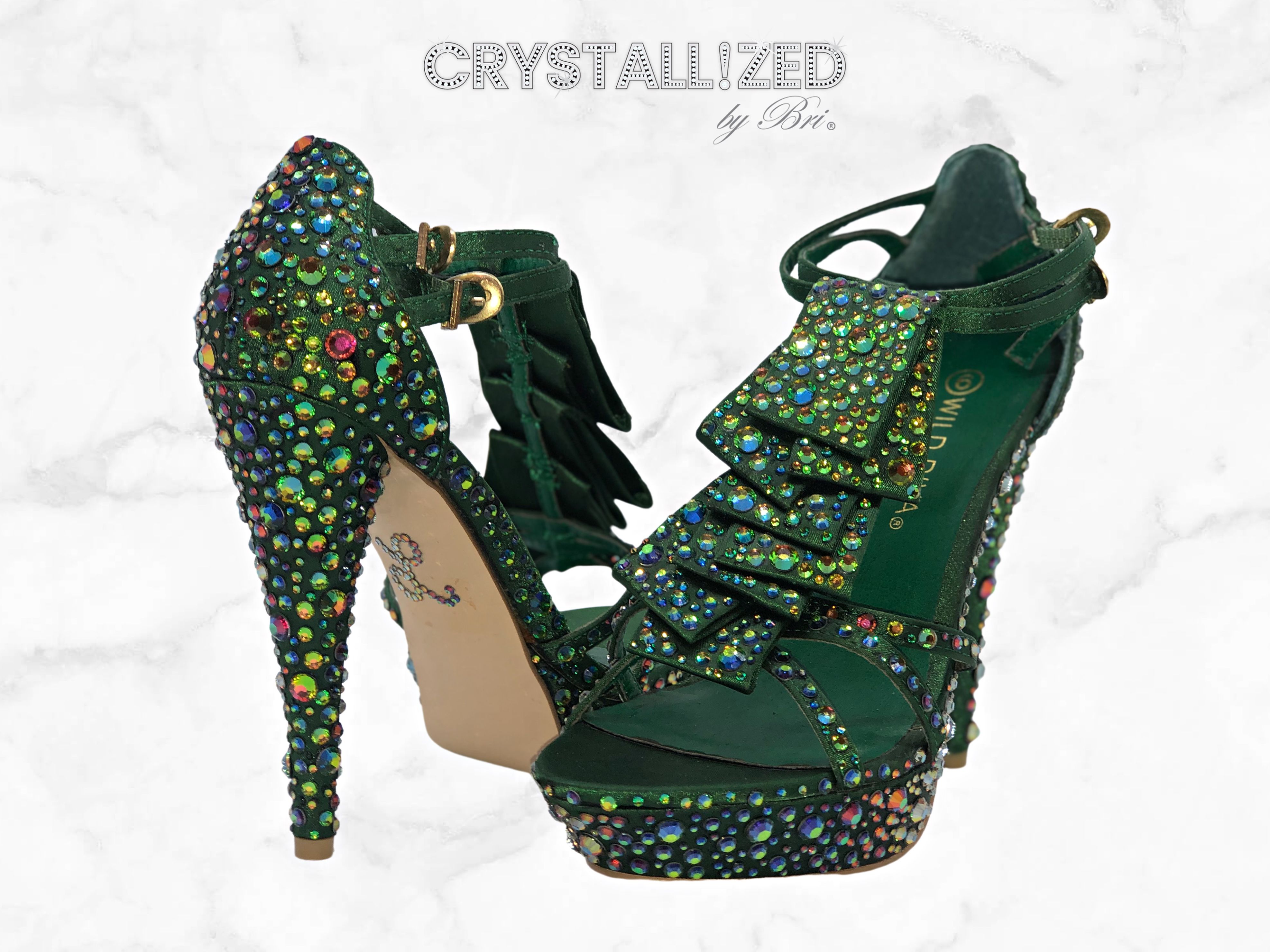 Women Round Toe High Heel Dress Shoes Jennifer23 Rhinestone Crystal Pumps 