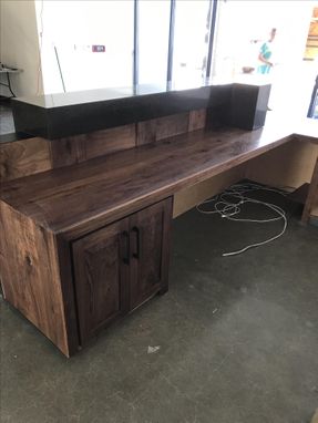 Custom Made Walnut Steel And Granite Reception Desk