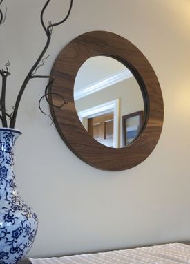 Custom Made 22" Solid Walnut Round Decorative Mirror