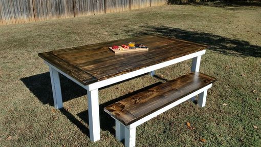 Custom Made Colonial Style Farmhouse Table And Bench