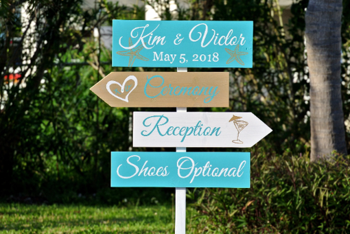 Custom Made Welcome Wedding Sign Wood Beach Wedding Decor. Shoes Optional Signs