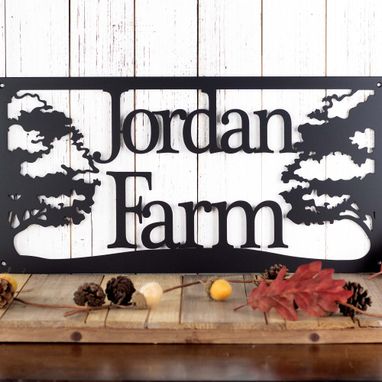 Custom Made Custom Metal Sign With Oak Trees, Family Name Sign, Personalized Sign, Outdoor Sign, Rustic
