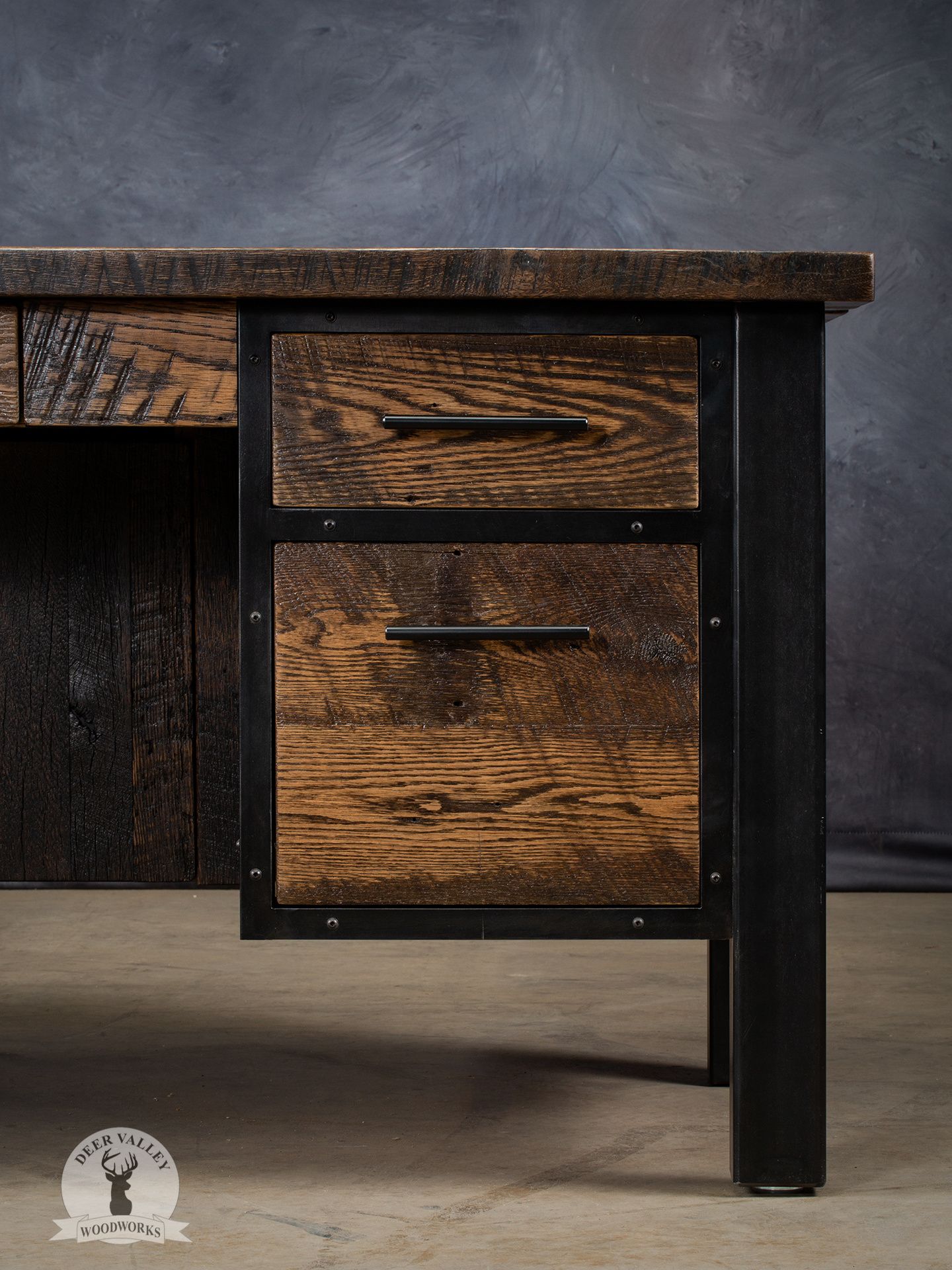 Buy Custom Made Reclaimed Wood Stained Executive Desk, Barnwood