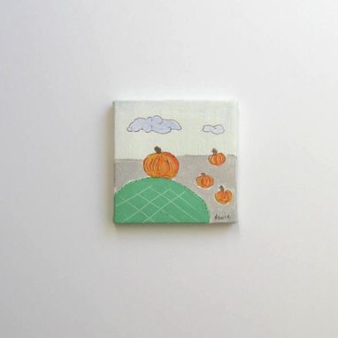 Custom Made Mini Canvas Pumpkin Painting, Miniature Painting