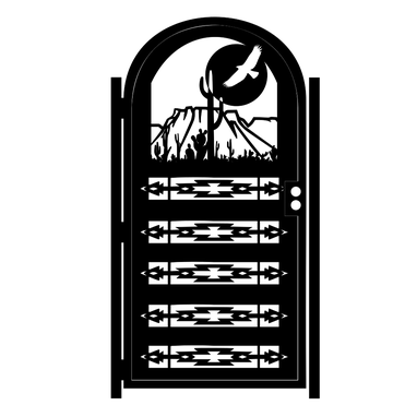 Custom Made Artistic Steel Garden Gate - Southwest Design - Decorative Steel Panel - Handmade Custom Gate