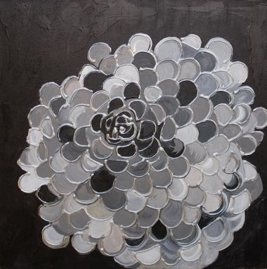 Custom Made Marigold Abstract Original Painting 18"X18" Commission Black Gray Silver Flower Textured Painting