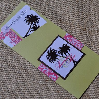 Custom Made Design Fee - Boarding Pass Invitation Or Save The Date (Coral Damask, Chocolate Palms Wth Lime)