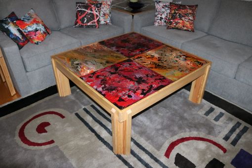 Custom Made Unique One-Of-A-Kind 4-Square Handmade Square Coffee Table