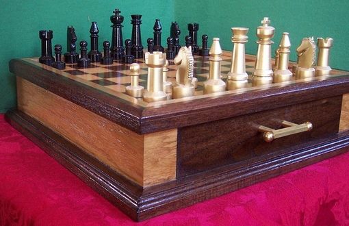 Custom Made Custom Chess Set In Walnut, Maple, And Steel