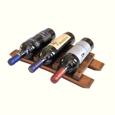 Custom Made Barrel Stave Small Countertop Wine Rack Bottle Barrel Stave Small Countertop Wine Rack Bottle Holds 3 6 Bottles