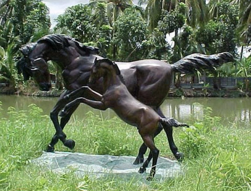 Custom Made Bronze Sculpture Mare & Filly / Mare And Colt | Custom Life Size Statues - Civic Quality Memorials