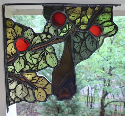 Custom Made Corner Free Form Stained Glass Fruit Bat